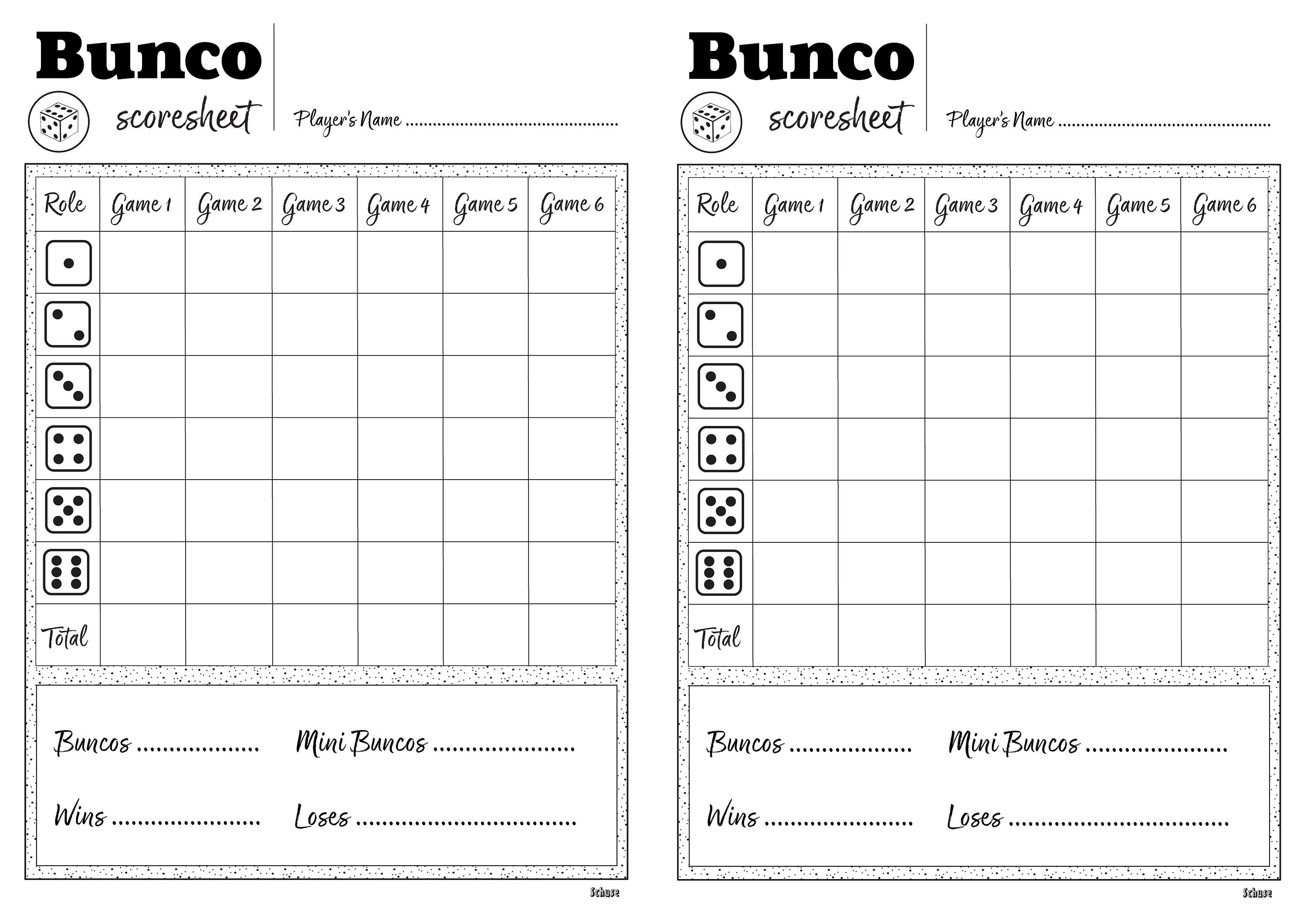 Bunco - Printable, Downloadable A4 Scoresheet - Etsy
