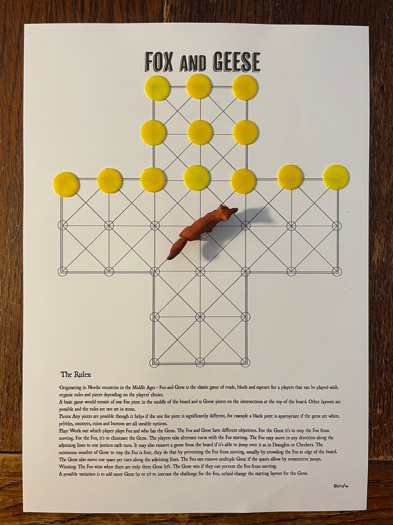 Fox and Geese - Printable Downloadable A4 Game Sheet - Etsy