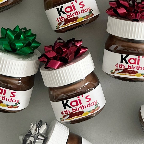 Custom Birthday Party Favors • Mini Nutella Favors • Personalized Birthday Favors • Custom Party Favors • Personalized Mini Jar Favors