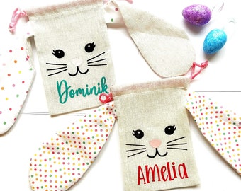 Personalized Easter Bunny Treat Bag • Easter Toys Basket Stuffers • Easter Goodie Bags • Kids Easter Gift • Easter Bunny Bag Party Favor
