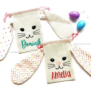 Personalized Easter Bunny Treat Bag • Easter Toys Basket Stuffers • Easter Goodie Bags • Kids Easter Gift • Easter Bunny Bag Party Favor