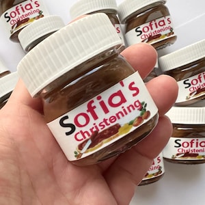 Personalized Christening Favors • Custom Birthday Party Favors • Mini Nutella Favors • Personalized Baby Shower Favors • Custom Party Favors