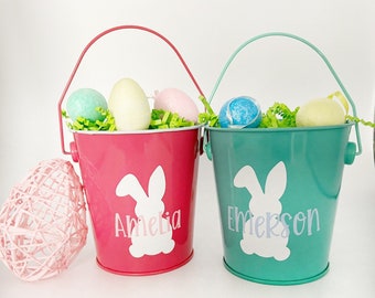 Custom Easter Bucket • Easter Bunny Personalized Mini Treat Bucket • Mini Bucket Easter Treat Bucket • Girl Easter Gift • Boy Easter Gift