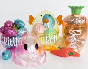 Recuerdos de Pascua personalizados para niños • Relleno de cesta de Pascua • Porta dulces de Pascua • Recuerdos de fiesta de Pascua para niños • Búsqueda de huevos de Pascua para niños