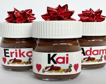 Faveur personnalisée de la Saint-Valentin • Mini faveurs Nutella personnalisées • Cadeau de la Saint-Valentin • Nom du pot Nutella • Cadeau de la Saint-Valentin pour enfants