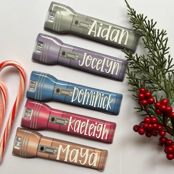 Personalized Mini Magnetic Flashlight • Custom Christmas Flashlight • Christmas Basket Filler • Stocking Stuffer For Kids • Christmas Party