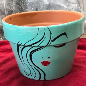 Handmade Face Planter Pot, Painted Terra Cotta Succulent Planter