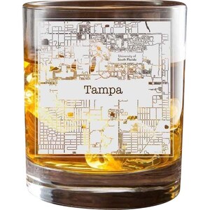 Tampa College Town City Map Whiskey Glass Gift (2 Glasses)