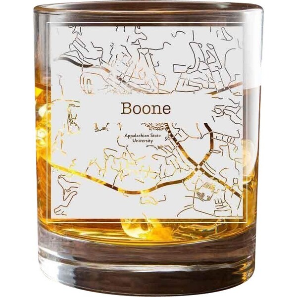 Boone College Town City Map Whiskey Glass Gift (2 Glasses)