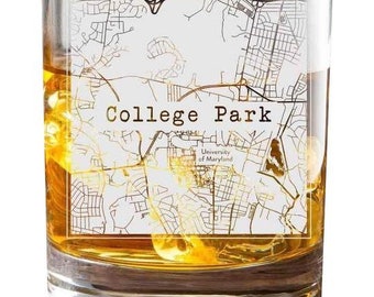 College Park College Town City Map Whiskey Glass Gift (2 Glasses)