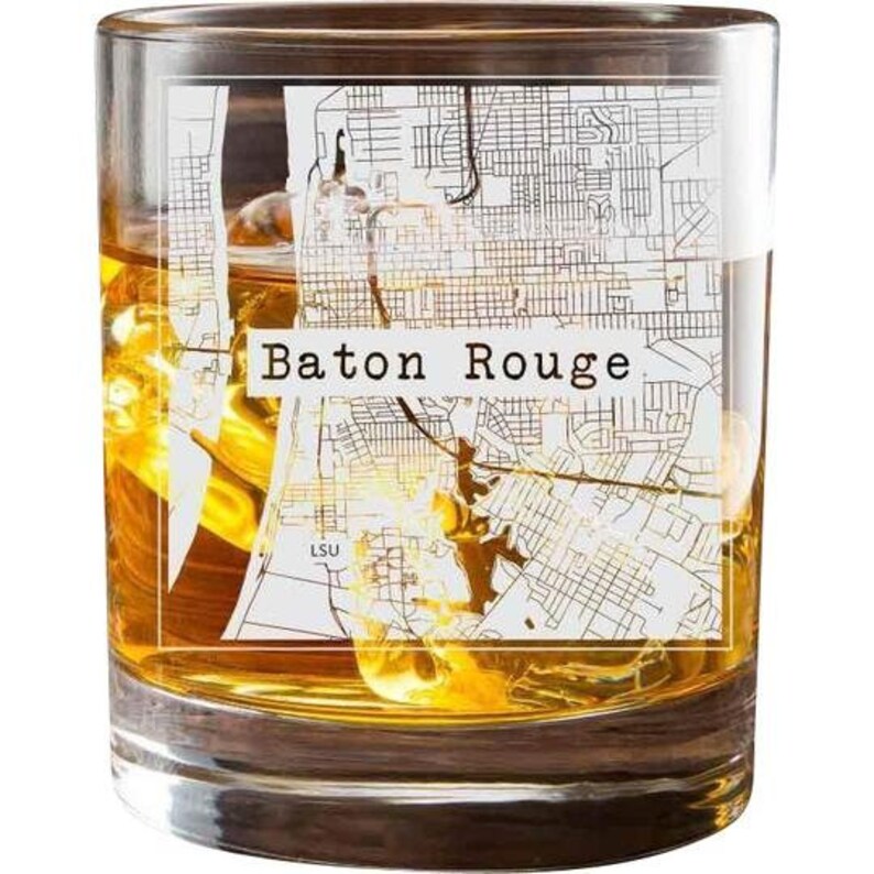 Baton Rouge College Town City Map Whiskey Glass Gift 2 Glasses Etsy
