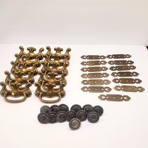 Vintage Brass Drawer Pulls, Door Knobs, & Drawer Plates.