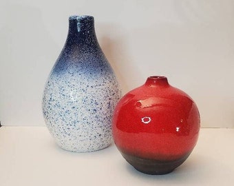 Nila Blue and Reactive Red Crate and Barrel Vases - Your Choice