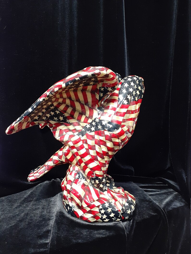 American Bald Eagle Ceramic Statue Wrapped in American Flags Etsy