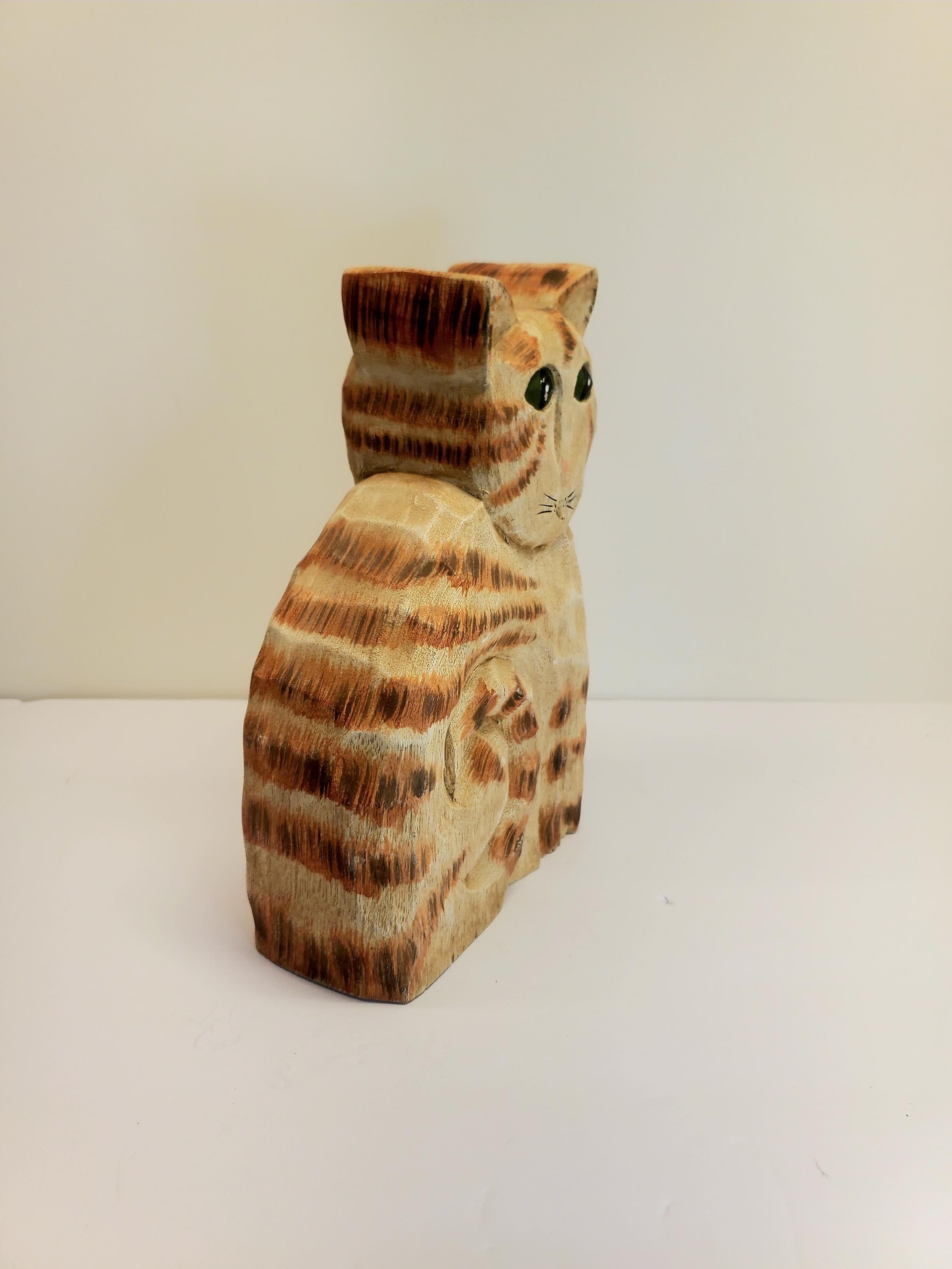 Vintage James Haddon Hand Carved Wood Cat Figurine - Etsy
