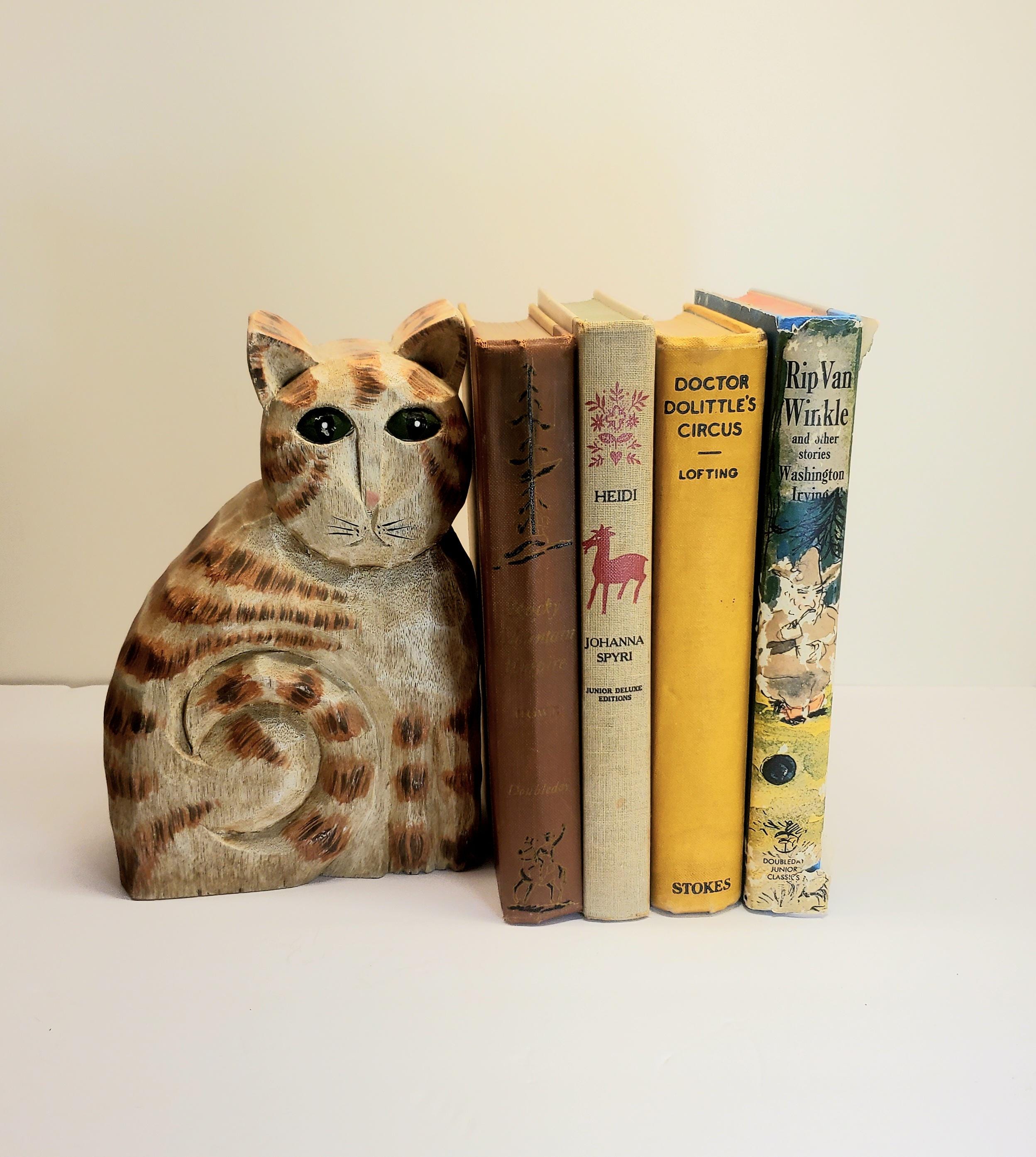 Vintage James Haddon Hand Carved Wood Cat Figurine - Etsy