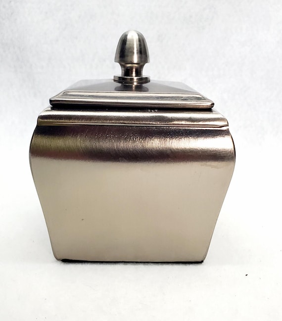 Thomas O Brien Brushed Stainless Steel Trinket Box with Lid.