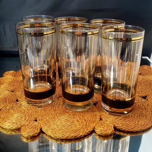 Culver Devon Black highball glasses.- Set of Six