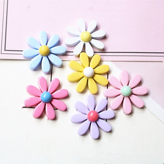 5/10/20/50pcs resin daisy flower kawaii miniature cabochon | Etsy