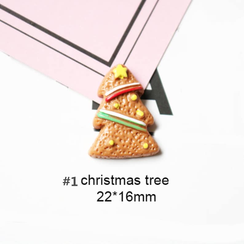 5102050pcs resin christmas snowman cookies tree Kawaii cabochon flat back Decoden DIY 25mm