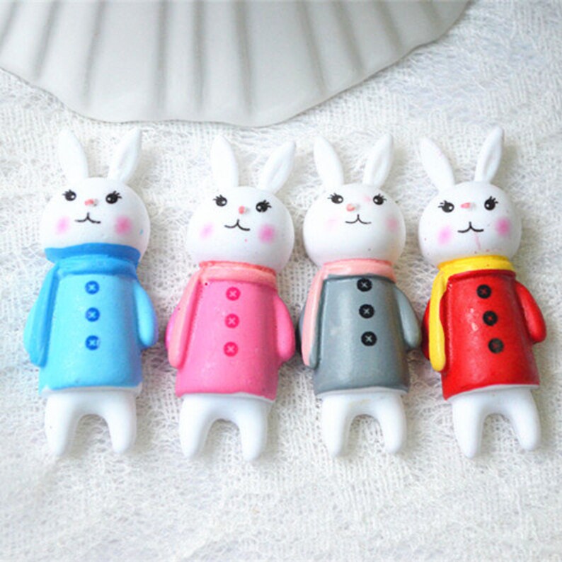 5102050PCS resin cartoon rabbit Kawaii miniature cabochon flat back Decoden DIY 45x23mm