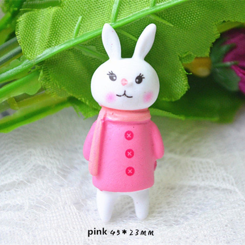 5102050PCS resin cartoon rabbit Kawaii miniature cabochon flat back Decoden DIY 45x23mm