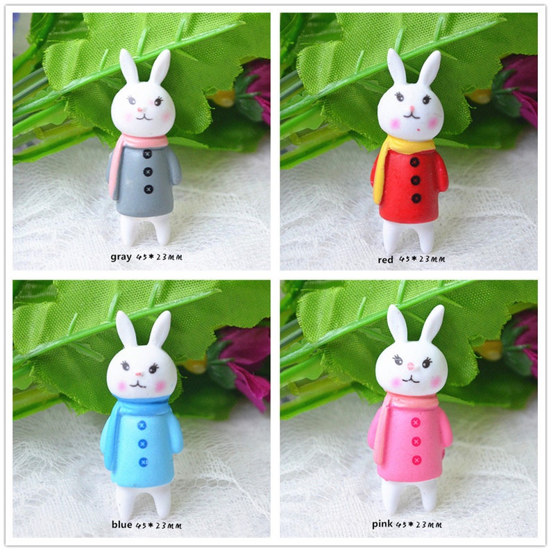 5102050PCS resin cartoon rabbit Kawaii miniature cabochon flat back Decoden DIY 45x23mm