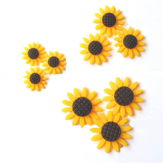 10pcs resin sunflower kawaii miniature cabochon flat back | Etsy