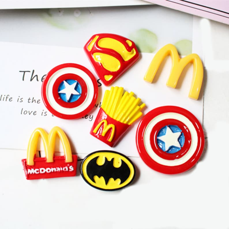 5102050pcs resin Captain american superman batman kawaii miniature cabochon flat back Decoden DIY