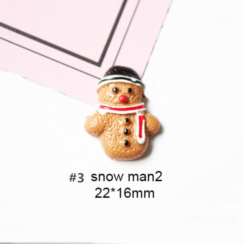 5102050pcs resin christmas snowman cookies tree Kawaii cabochon flat back Decoden DIY 25mm