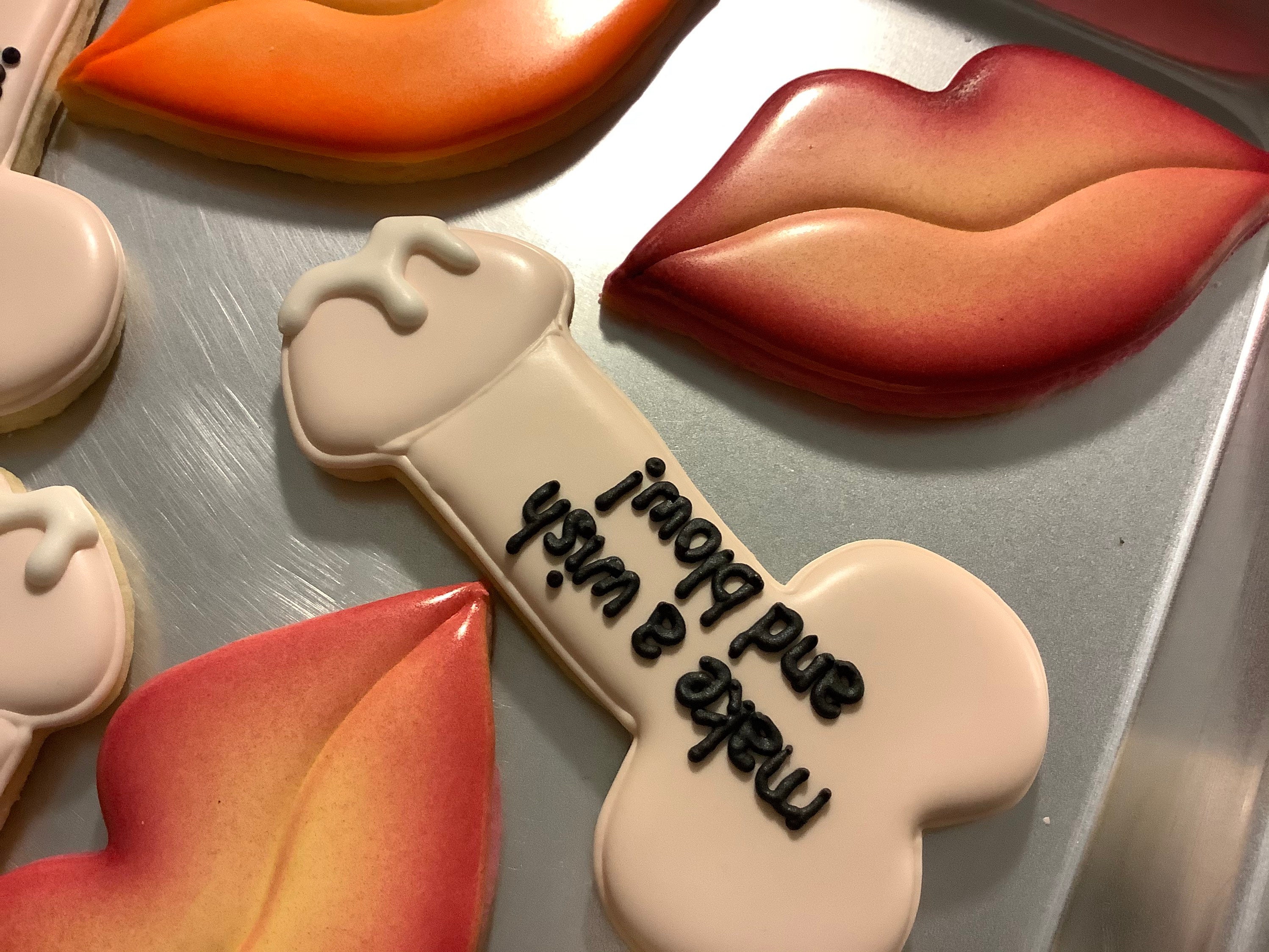 Naughty Penis and Lip Birthday Sugar Cookies, Adult Party Cookies - Etsy