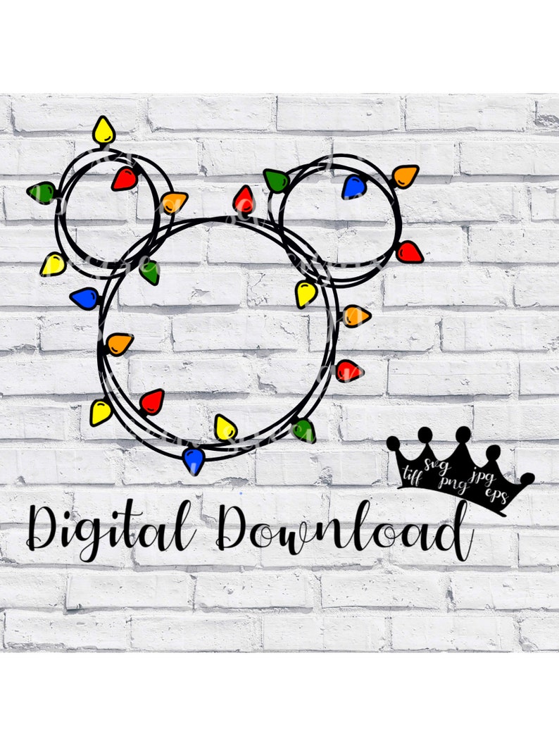 Mickey Head Christmas / Holiday Lights Disney Inspired SVG Etsy