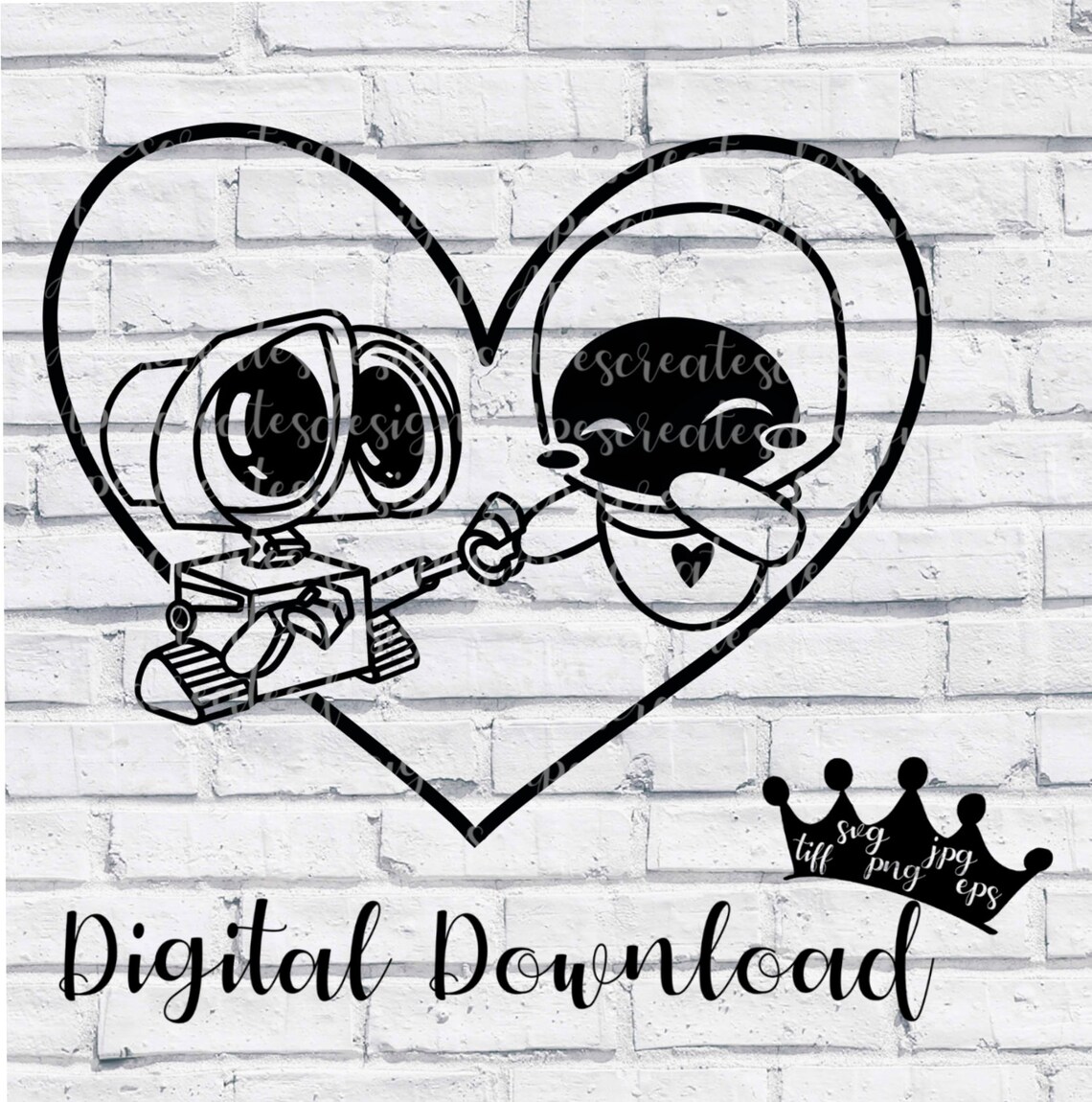 Walle and Eve Love Cute Walle Inspired Valentines Etsy Hong Kong