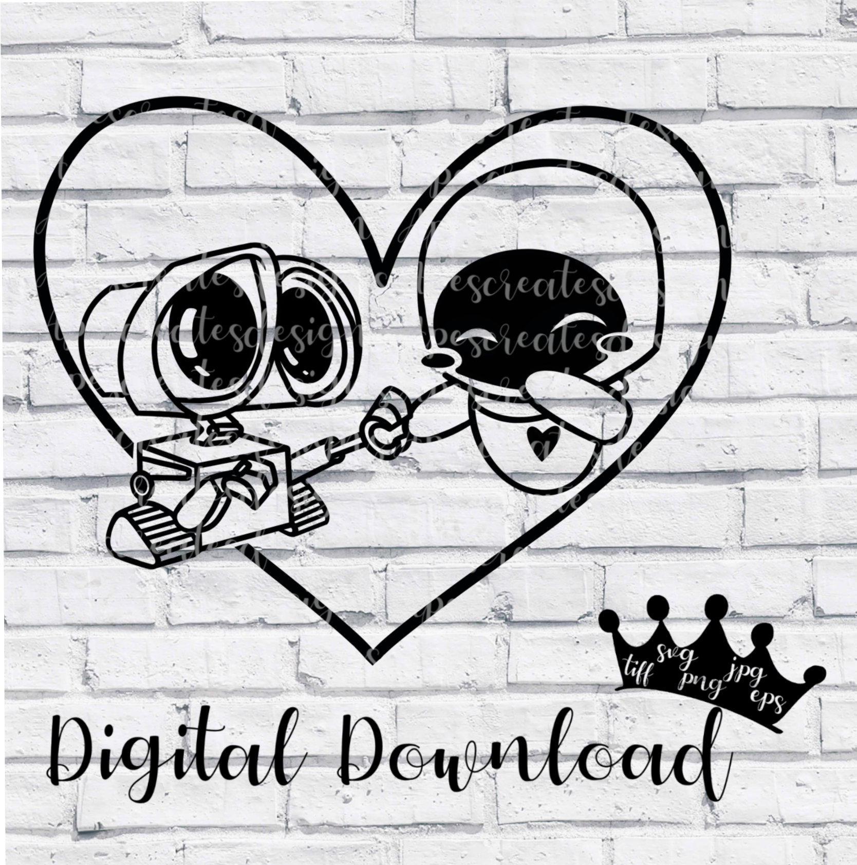 Walle and Eve Love Cute Walle Inspired Valentines Etsy