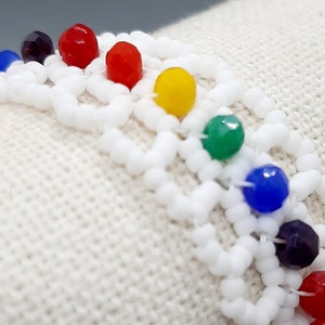Rainbow Embellished White Bracelet