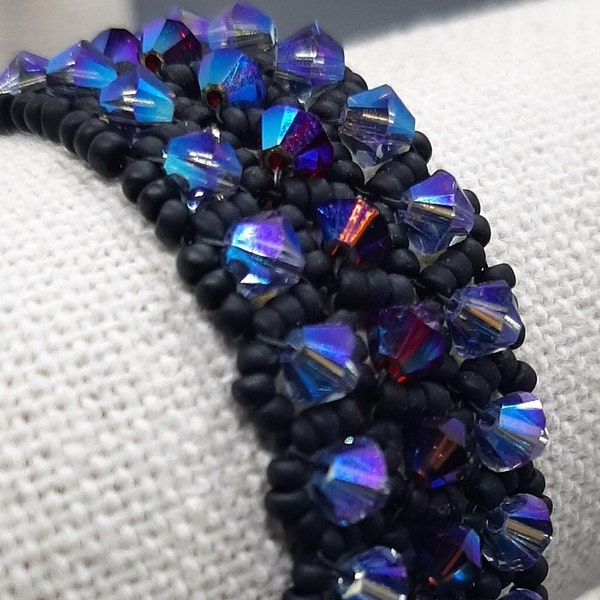 Purple AB Crystal Woven Bracelet