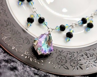 Ice Blue Baroque Crystal Dangle Necklace