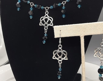 Trinity Heart Necklace and Earring Set