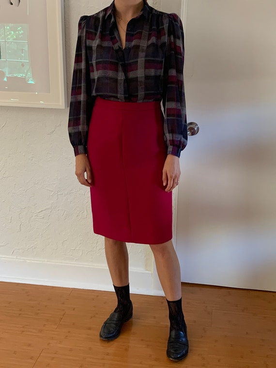 Vintage Lagerfeld Raspberry Wool Skirt