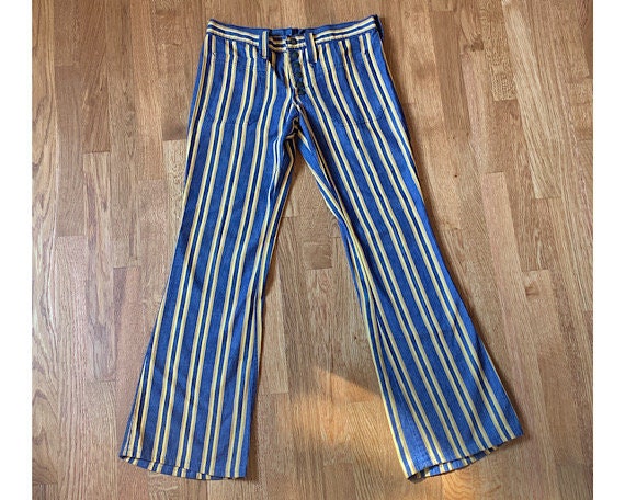 Vintage 70s Yellow Striped Bellbottom Jeans