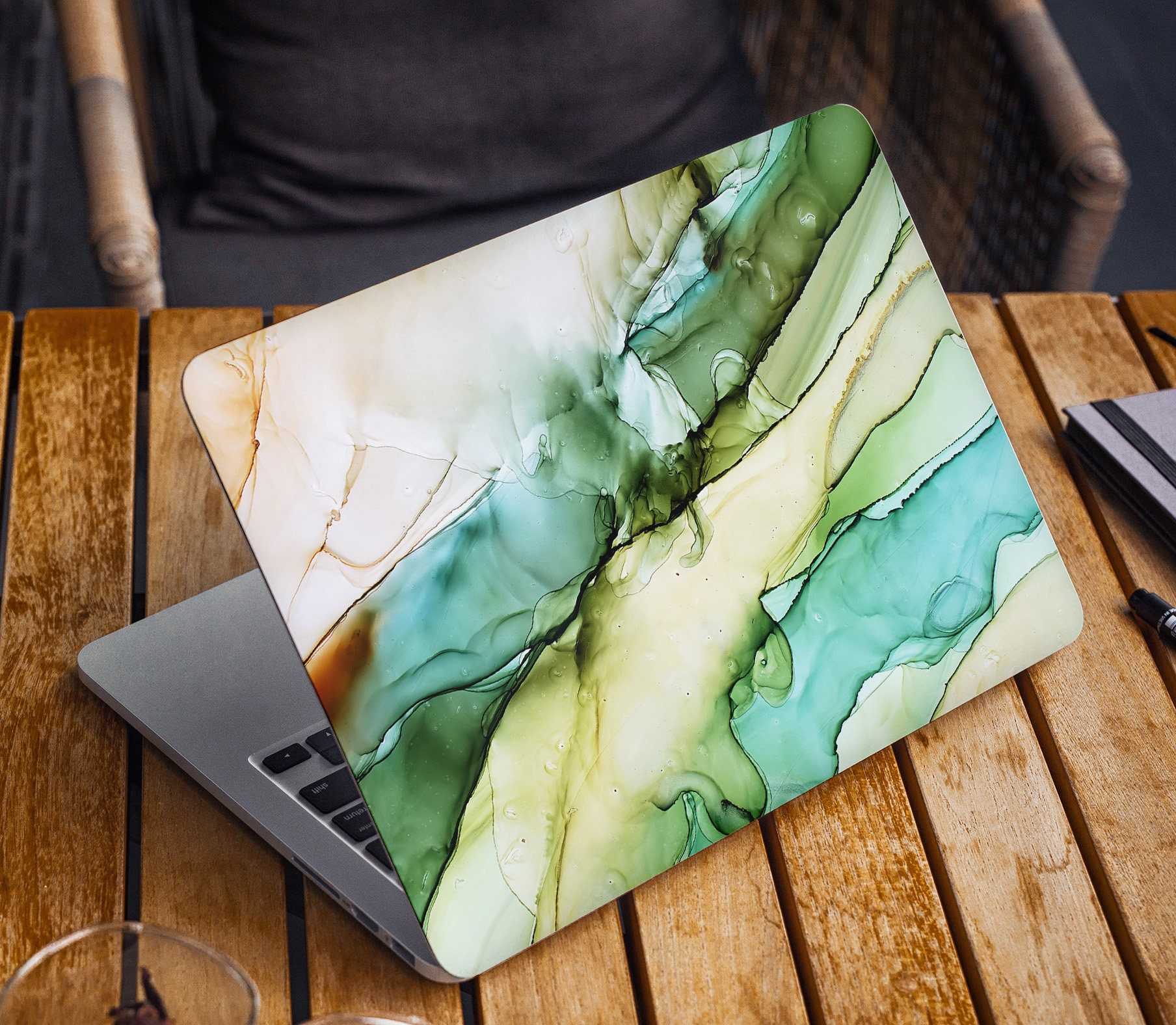Green Marble Laptop Skin Sticker Notebook Vinyl Decal Dell Hp Lenovo ...