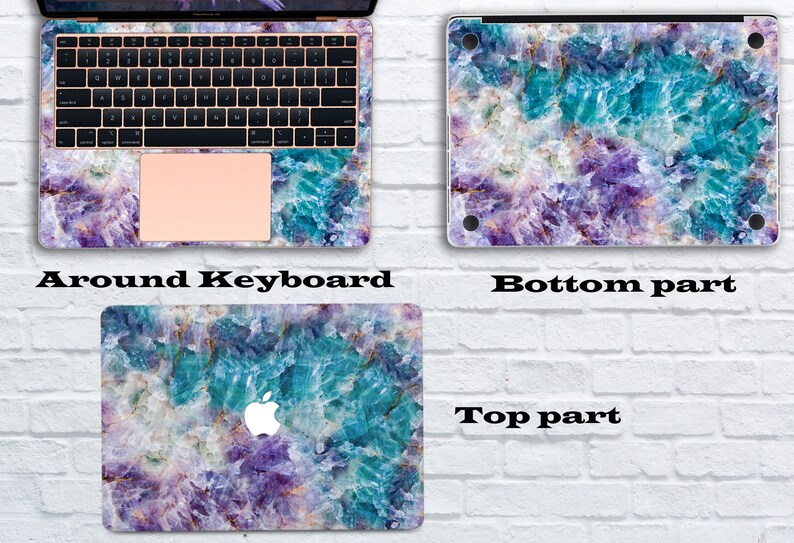Colored Crystal Macbook Skins 12 Pro 13 Touch Bar 2017 Decal Skins Opal Marble MacBook Air 13 inch Vinyl Decal Sticker MacBook Pro Retina 15