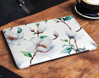 White Floral Laptop Skin Sticker Notebook Vinyl Decal Dell Hp Lenovo Asus Chromebook Acer Laptop Decal Cover Skin For Any Laptop Sticker