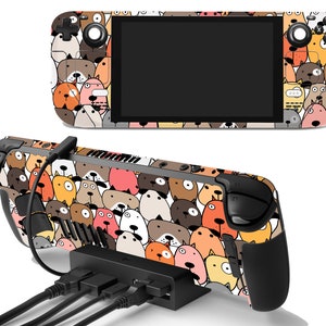 Schattige dieren Huisdieren Patroon Gaming Steam Deck Vinyl Skin Cartoon Honden Katten Valve Console Steam Deck Decal Videogames Steam Controller Sticker