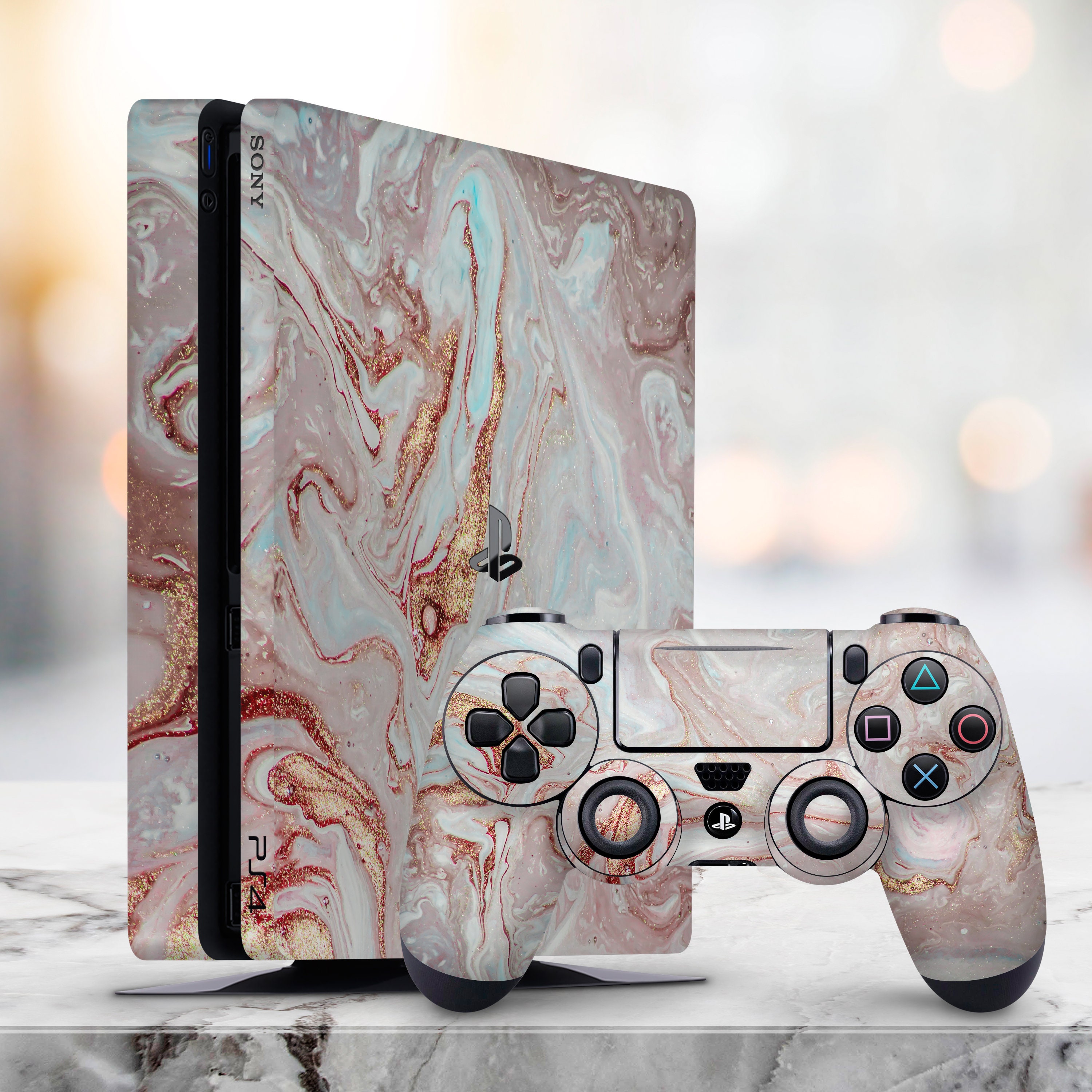 Ethereal Blue Gold Marble PS4 Controller Skin Sticker Vinyl Bundle –  LaboTech