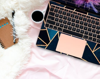 Darck Blue Marble Laptop Skin Sticker Top MacBook Pro 13 Skin Bottom Laptop Skin MacBook Air 13 Decal Cover Golden Stripes MacBook Pro 15