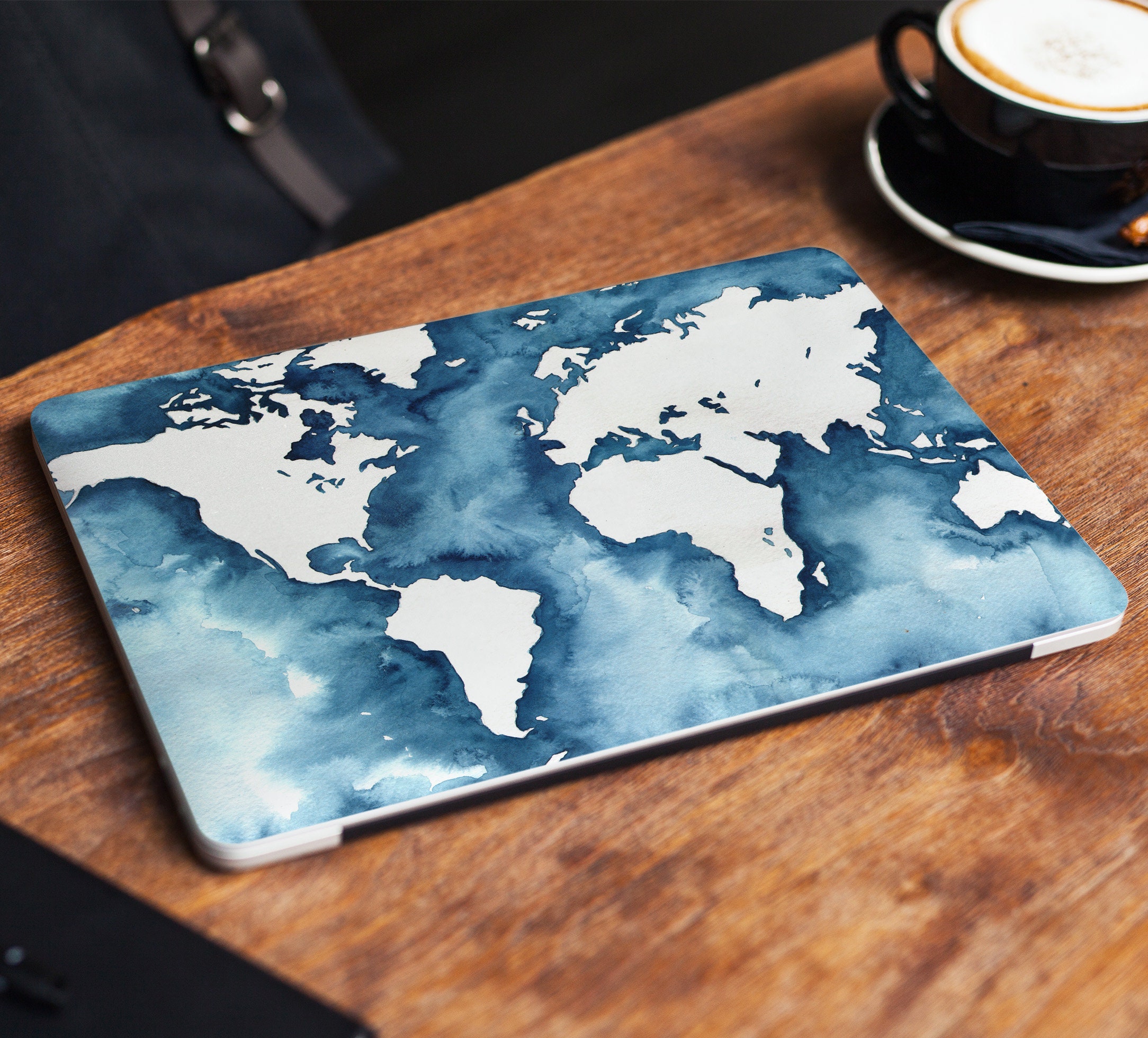 World Map Laptop Skin Sticker Notebook Vinyl Decal Blue Dell | Etsy