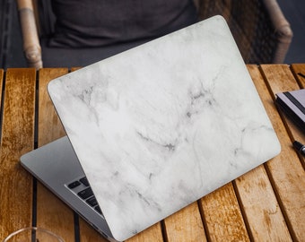 White Marblel Laptop Skin, Macbook Skin, Cracked Marble Silver Computer Decal Sticker Full Coverage Laptop Skin Grey Marble Skin