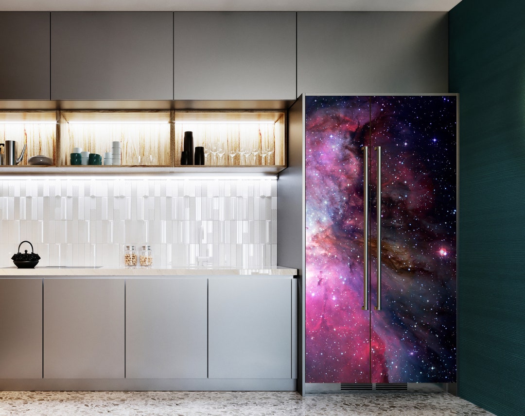 Fridge Spase Pattern Vinyl Skins for Fridge Purple Pattern Refrigerator ...