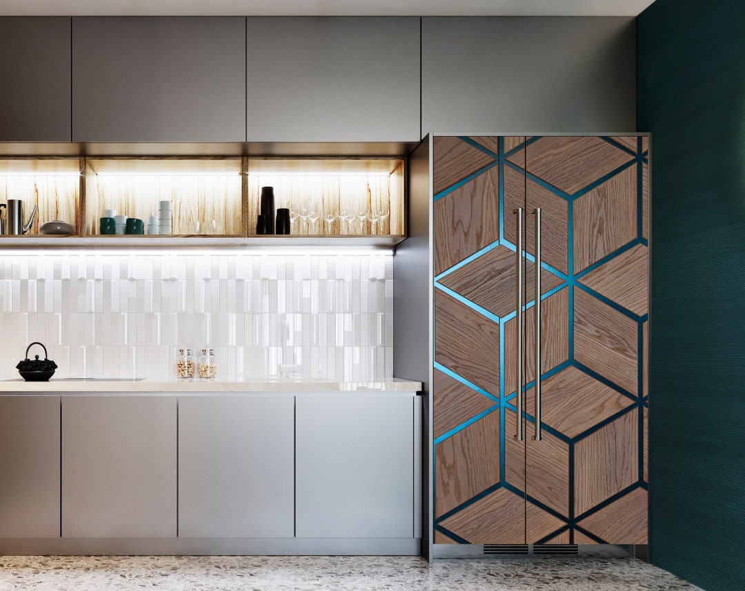 Fridge Wrap Brown Wood Pattern Abstract Refrigerator Decal Vinyl ...